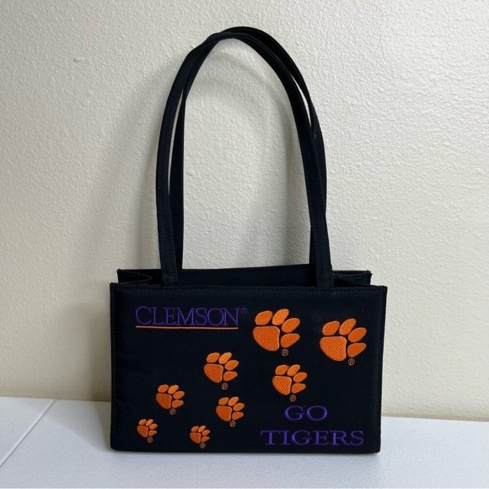 Vintage Sandol Living Fashion Clemson Go Tigers Black Orange Purple Handbag